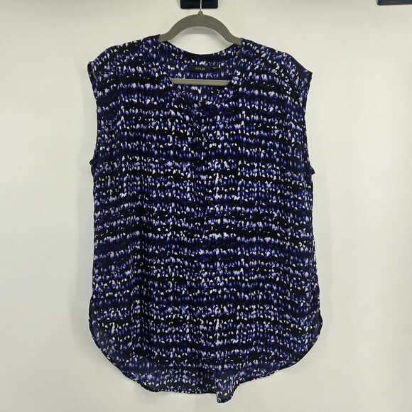Apt 9 Abstract Print Sleeveless Blouse - L Blue/Black Print - Picture 1 of 6